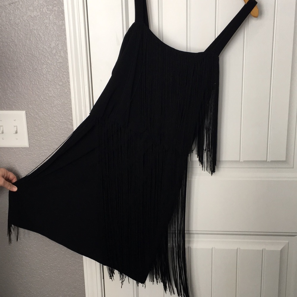 WHBM Retro Flapper Black Fringe Dress 1920's Style